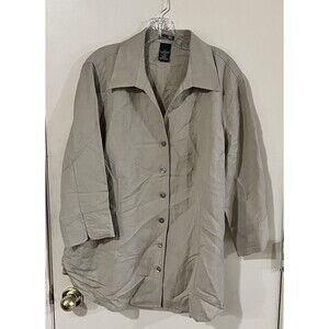 NWT East 5th Women’s Linen Blend Button Up Blouse V-Neck Collar Sz XXL